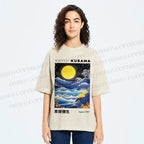 Unisex Yayoi Kusama Waves Moon Printed Washed Tee