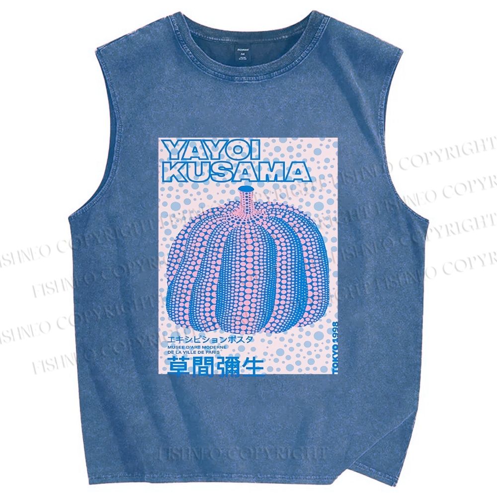 Unisex Yayoi Kusama Polka Dot Pumpkin Printed Washed Tank Top