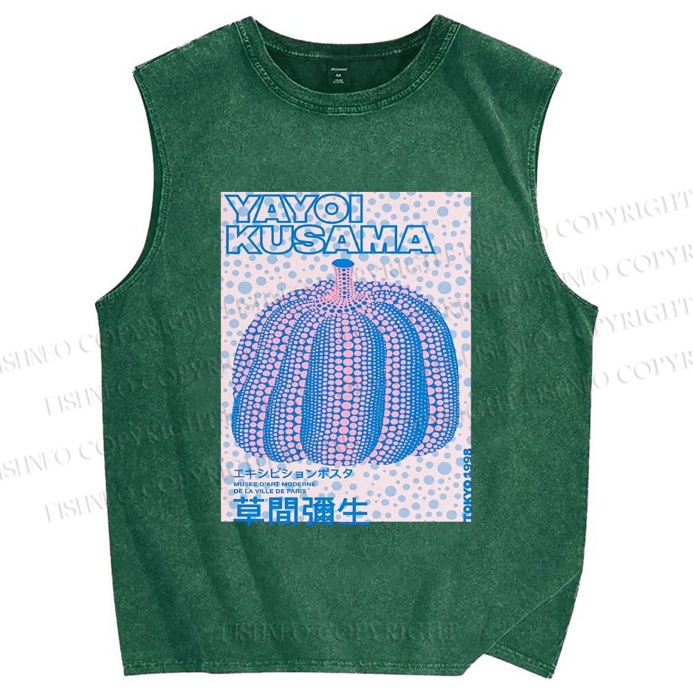 Unisex Yayoi Kusama Polka Dot Pumpkin Printed Washed Tank Top