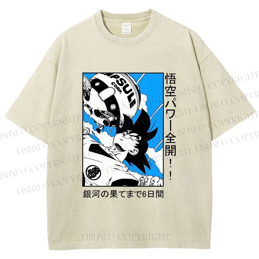 Unisex Goku Printed Washed Tee