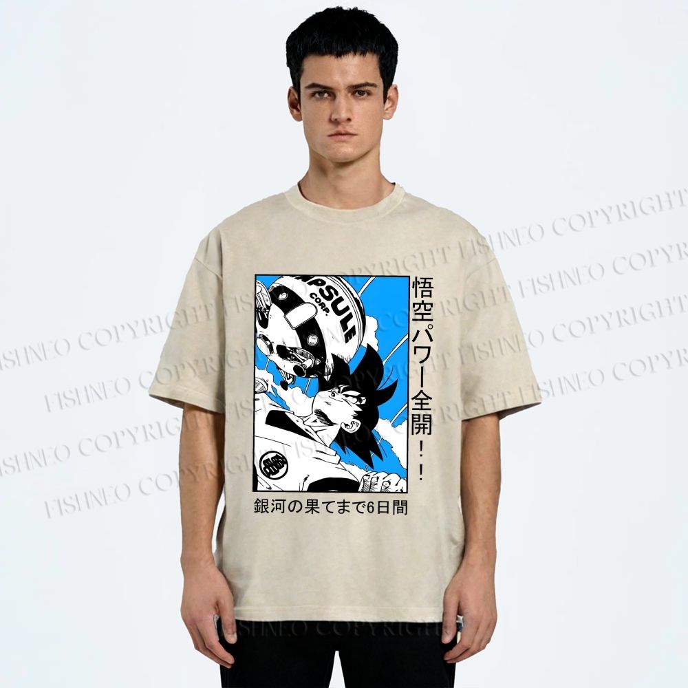 Unisex Goku Printed Washed Tee