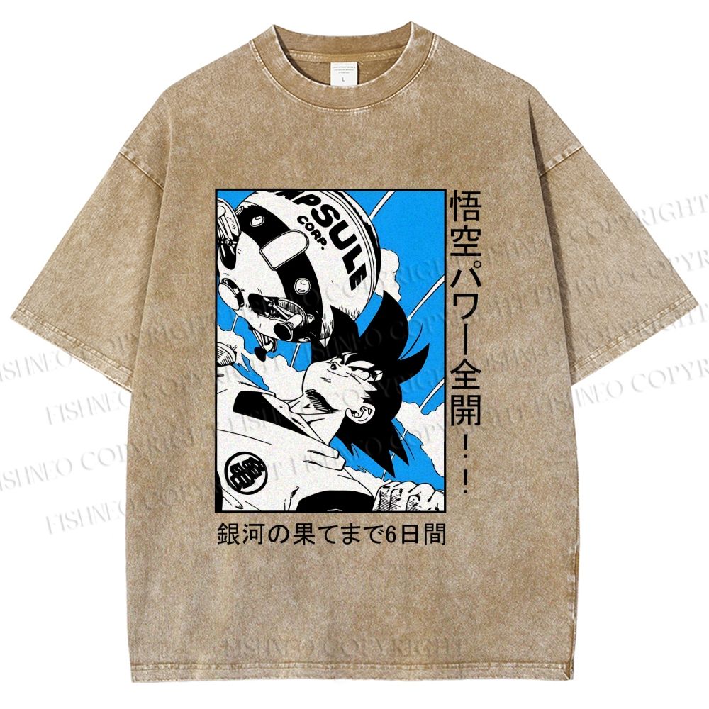 Unisex Goku Printed Washed Tee