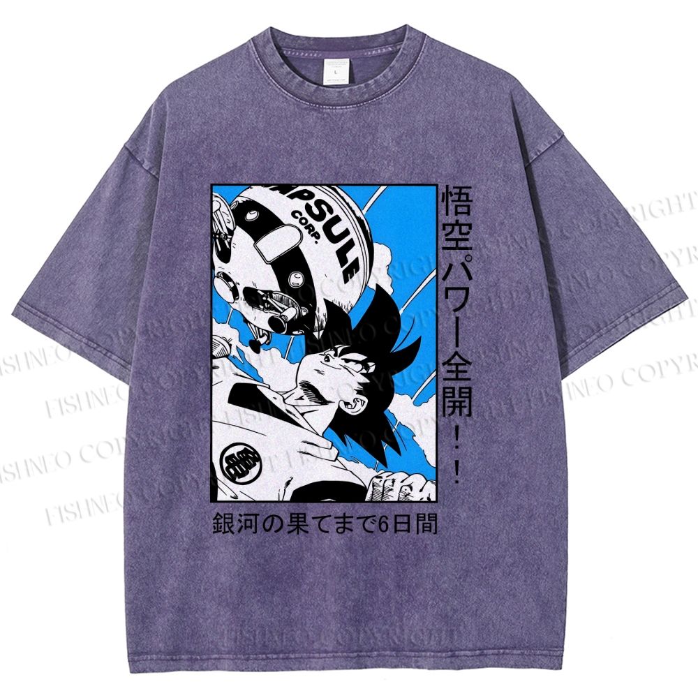 Unisex Goku Printed Washed Tee