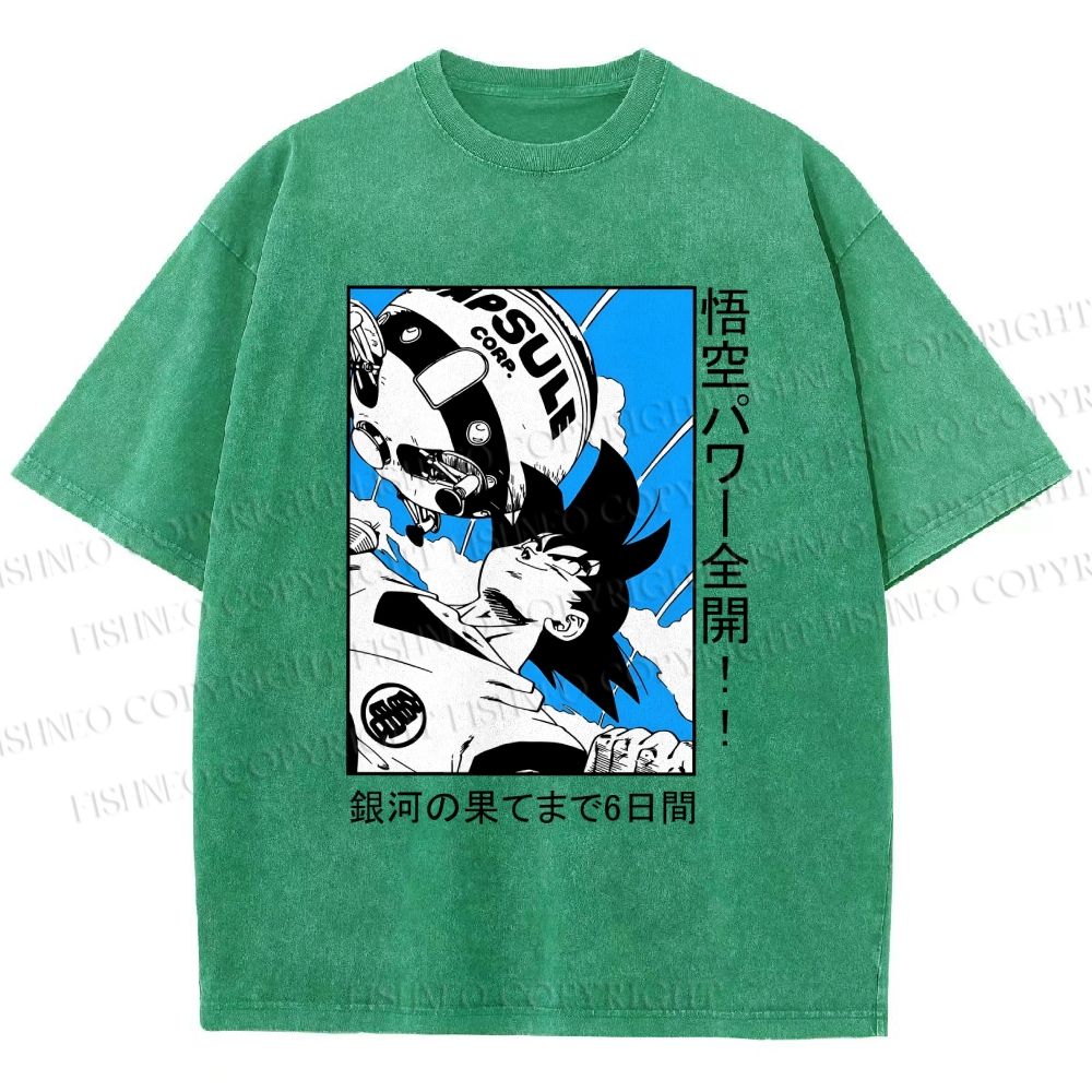Unisex Goku Printed Washed Tee