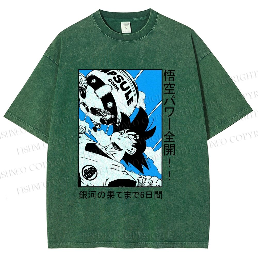 Unisex Goku Printed Washed Tee