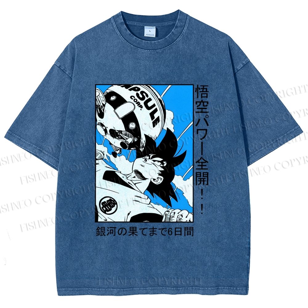 Unisex Goku Printed Washed Tee