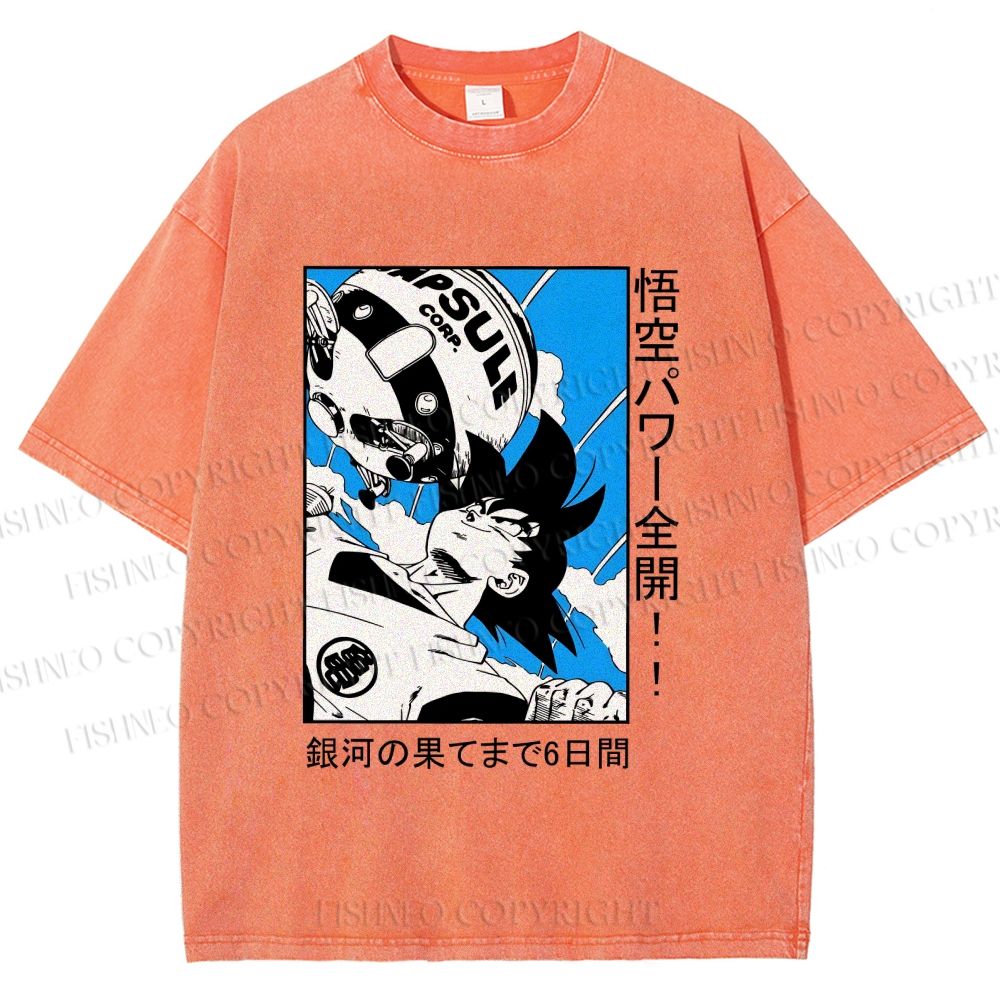 Unisex Goku Printed Washed Tee