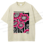 Unisex Yayoi Kusama Flower Printed Washed Tee