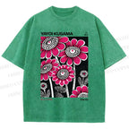 Unisex Yayoi Kusama Flower Printed Washed Tee