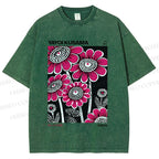 Unisex Yayoi Kusama Flower Printed Washed Tee
