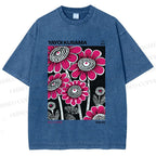 Unisex Yayoi Kusama Flower Printed Washed Tee