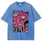 Unisex Yayoi Kusama Flower Printed Washed Tee