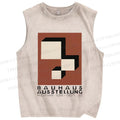 Unisex Bauhaus Art Geometry Printed Washed Tank Top