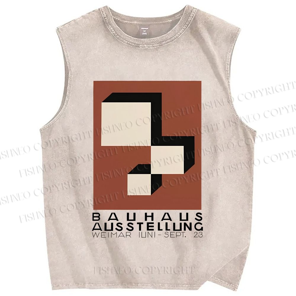 Unisex Bauhaus Art Geometry Printed Washed Tank Top