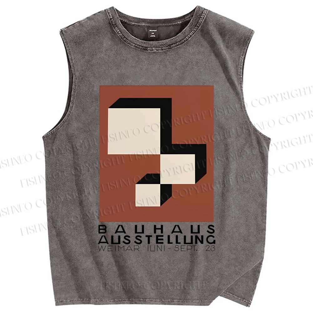 Unisex Bauhaus Art Geometry Printed Washed Tank Top