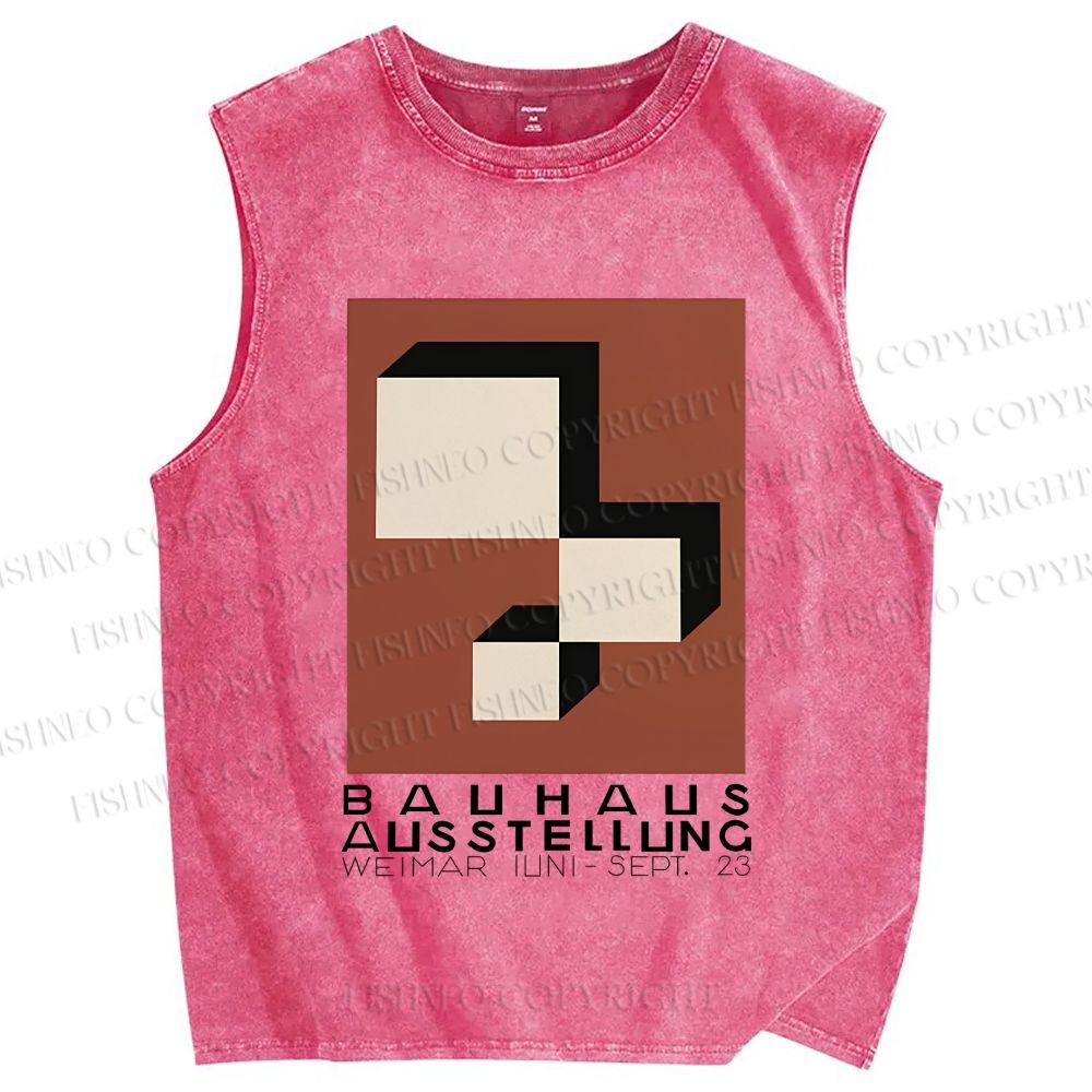 Unisex Bauhaus Art Geometry Printed Washed Tank Top