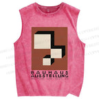 Unisex Bauhaus Art Geometry Printed Washed Tank Top