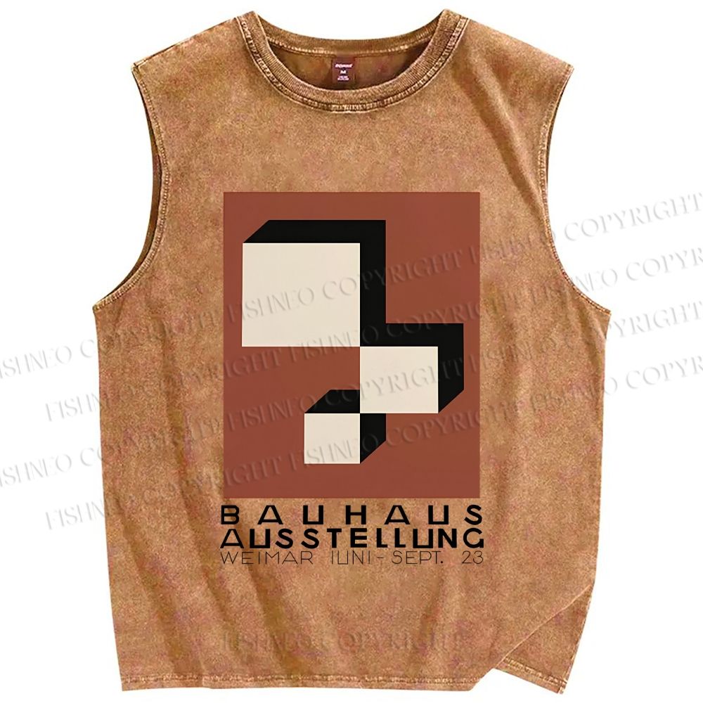 Unisex Bauhaus Art Geometry Printed Washed Tank Top