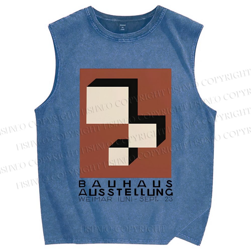 Unisex Bauhaus Art Geometry Printed Washed Tank Top