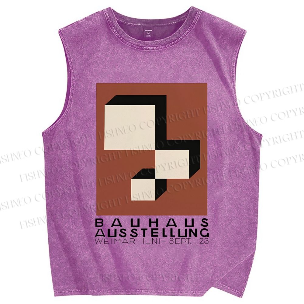 Unisex Bauhaus Art Geometry Printed Washed Tank Top