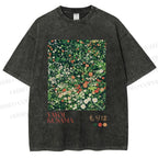 Unisex Yayoi Kusama Flower Printed Washed Tee