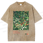 Unisex Yayoi Kusama Flower Printed Washed Tee