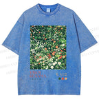 Unisex Yayoi Kusama Flower Printed Washed Tee