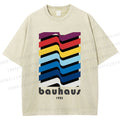 Unisex Bauhaus Color Geometry Printed Washed Tee