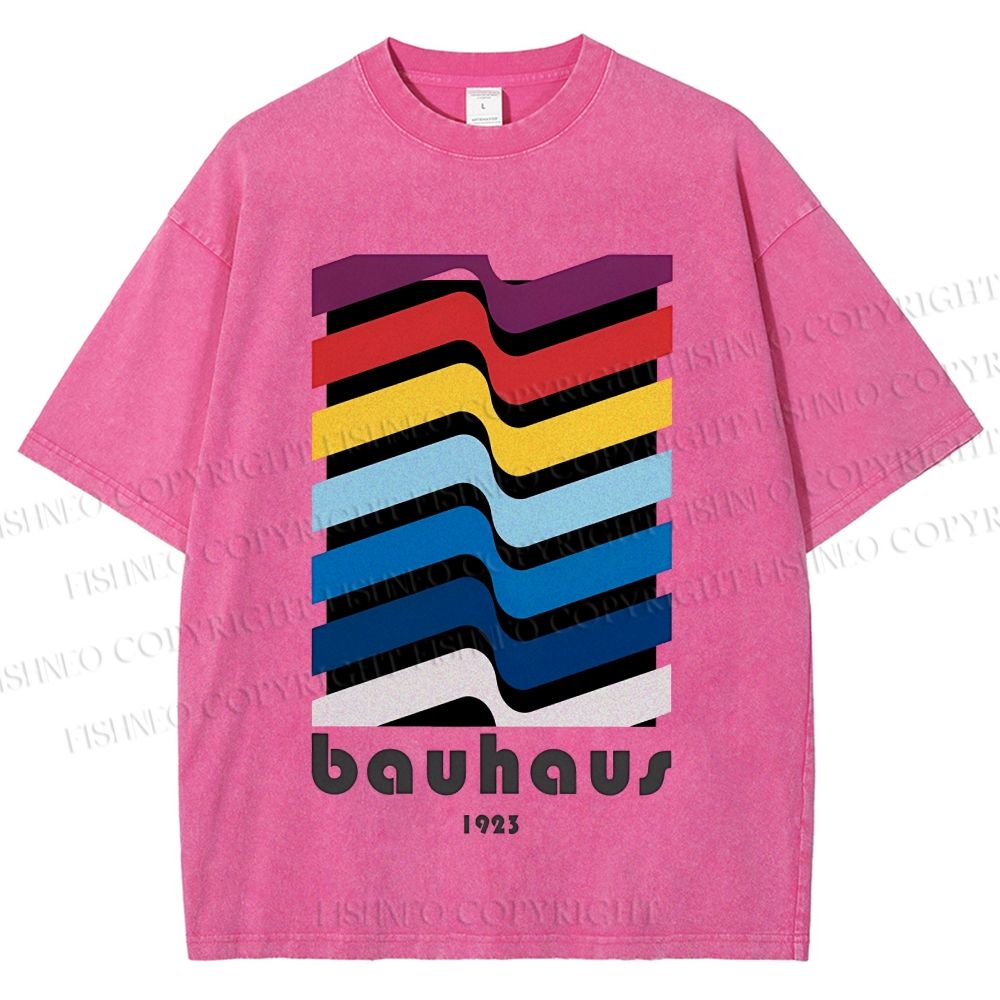 Unisex Bauhaus Color Geometry Printed Washed Tee