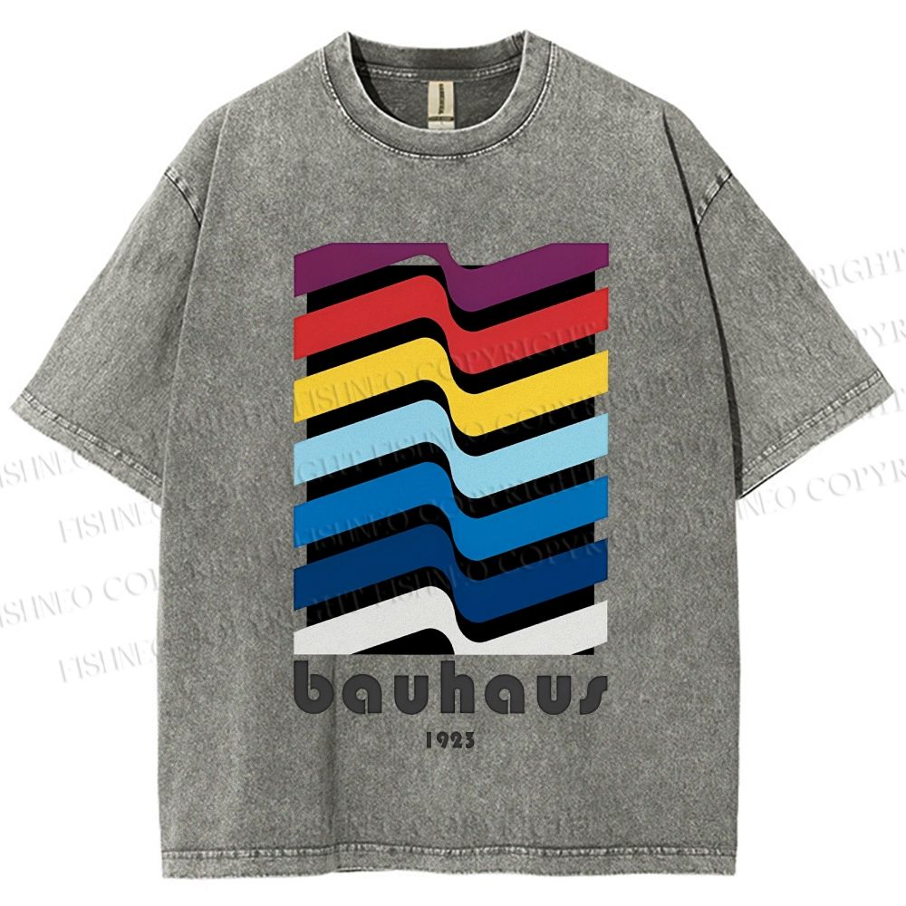 Unisex Bauhaus Color Geometry Printed Washed Tee