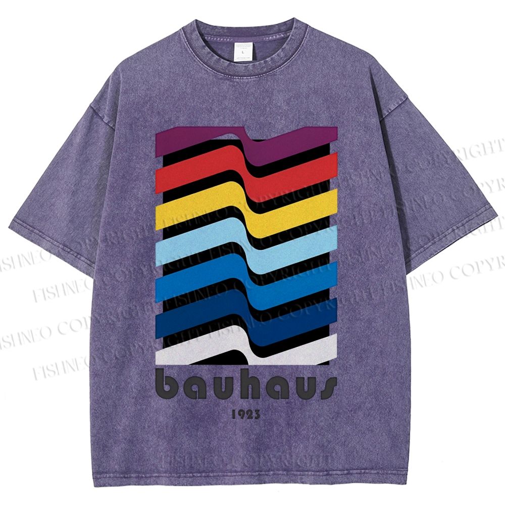 Unisex Bauhaus Color Geometry Printed Washed Tee