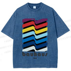 Unisex Bauhaus Color Geometry Printed Washed Tee