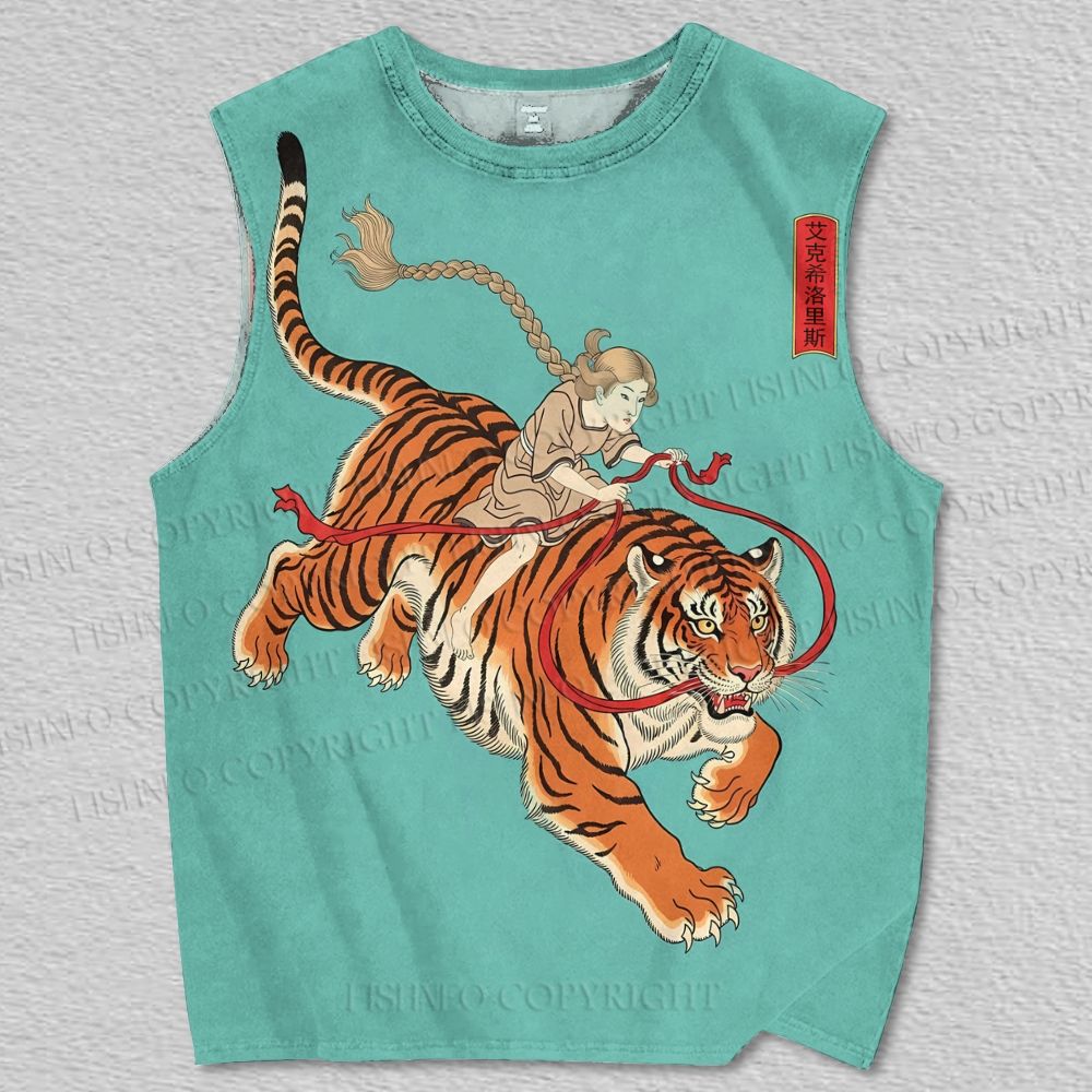 Unisex Ukiyo-e Tiger Printed Tank Top