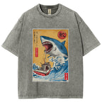 Ukiyoe Shark Japan Washed T-Shirt