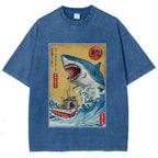 Ukiyoe Shark Japan Washed T-Shirt