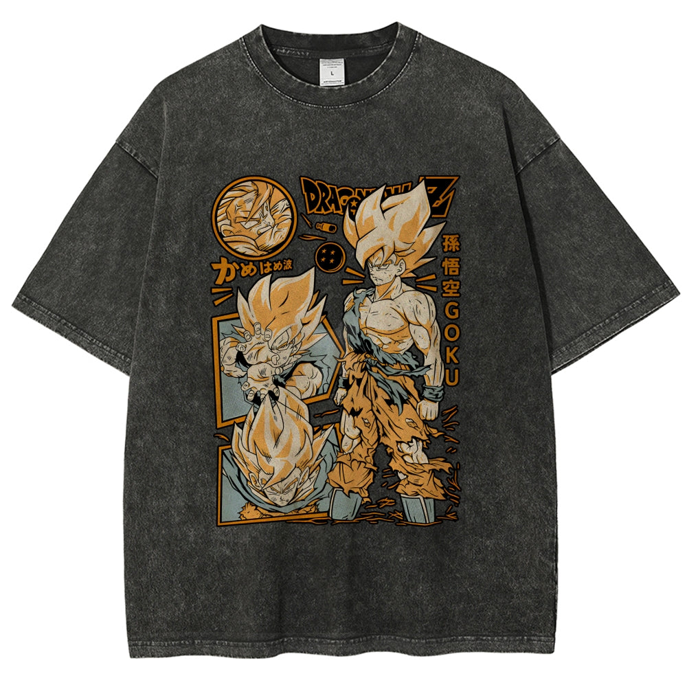 Unisex Dragon Ball Goku Printed Washed Tee