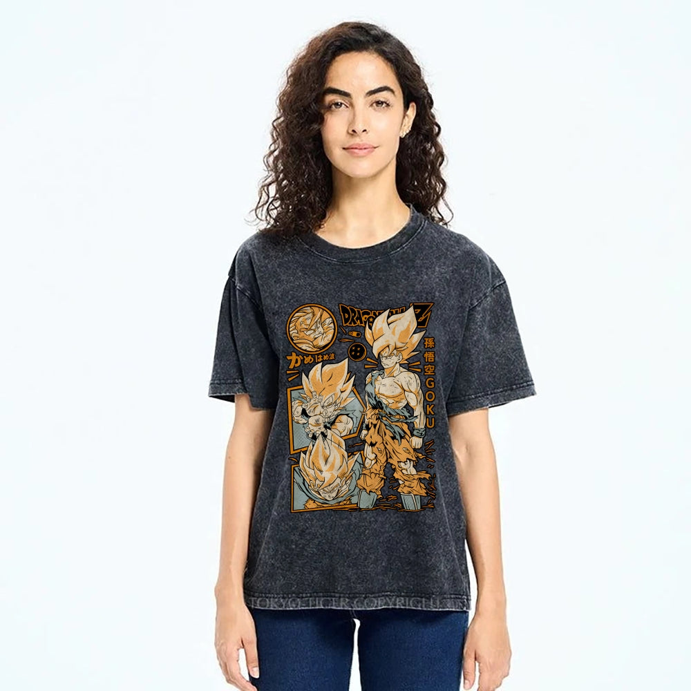 Unisex Dragon Ball Goku Printed Washed Tee