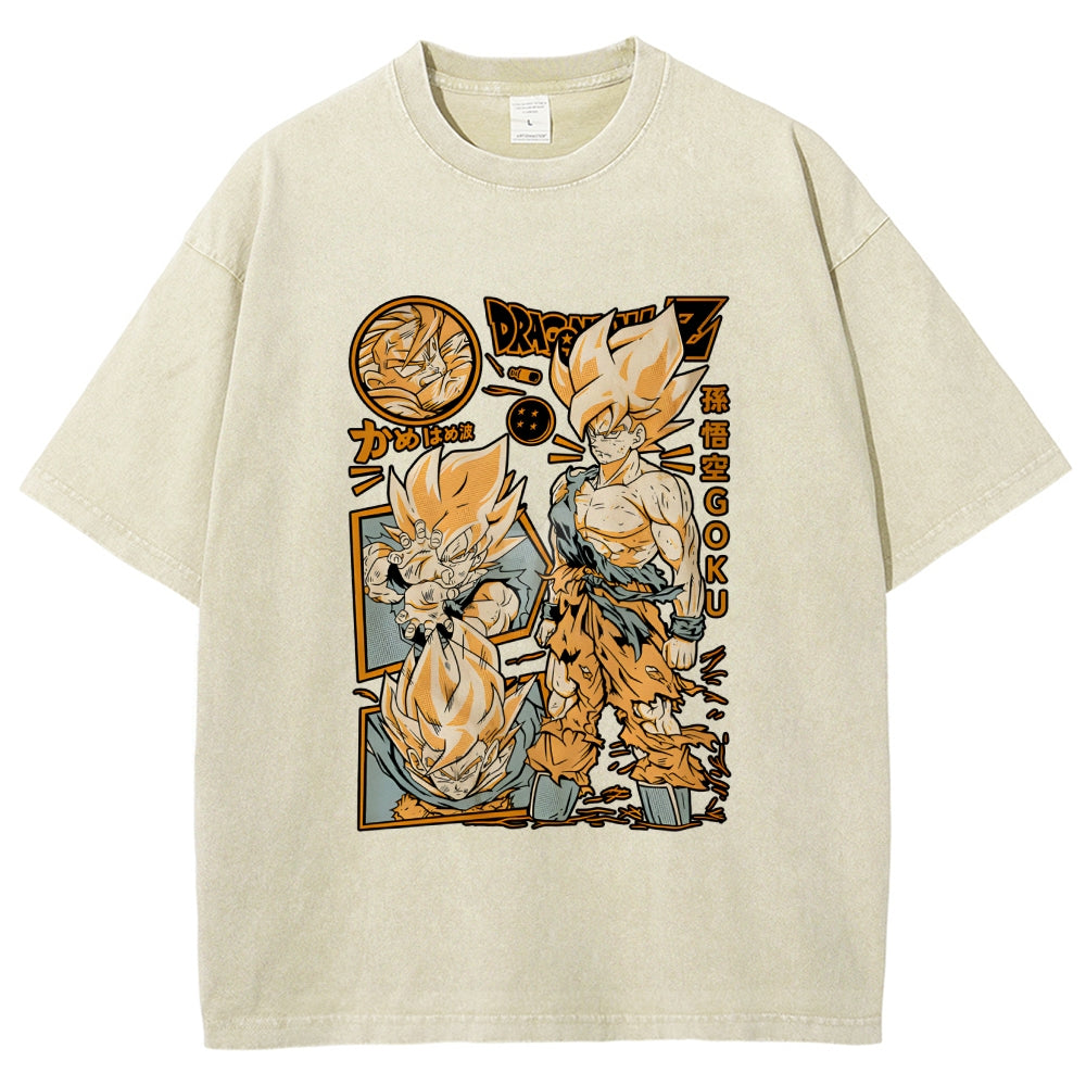Unisex Dragon Ball Goku Printed Washed Tee