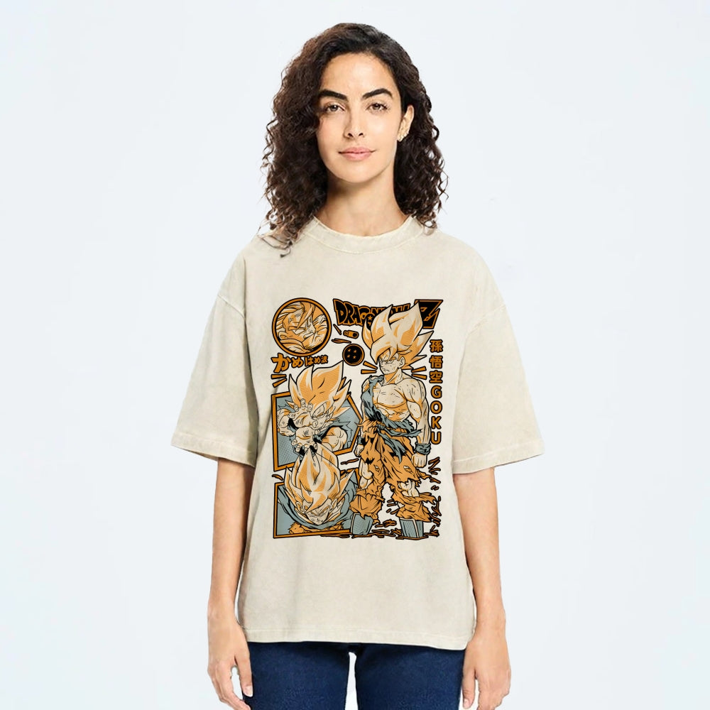 Unisex Dragon Ball Goku Printed Washed Tee