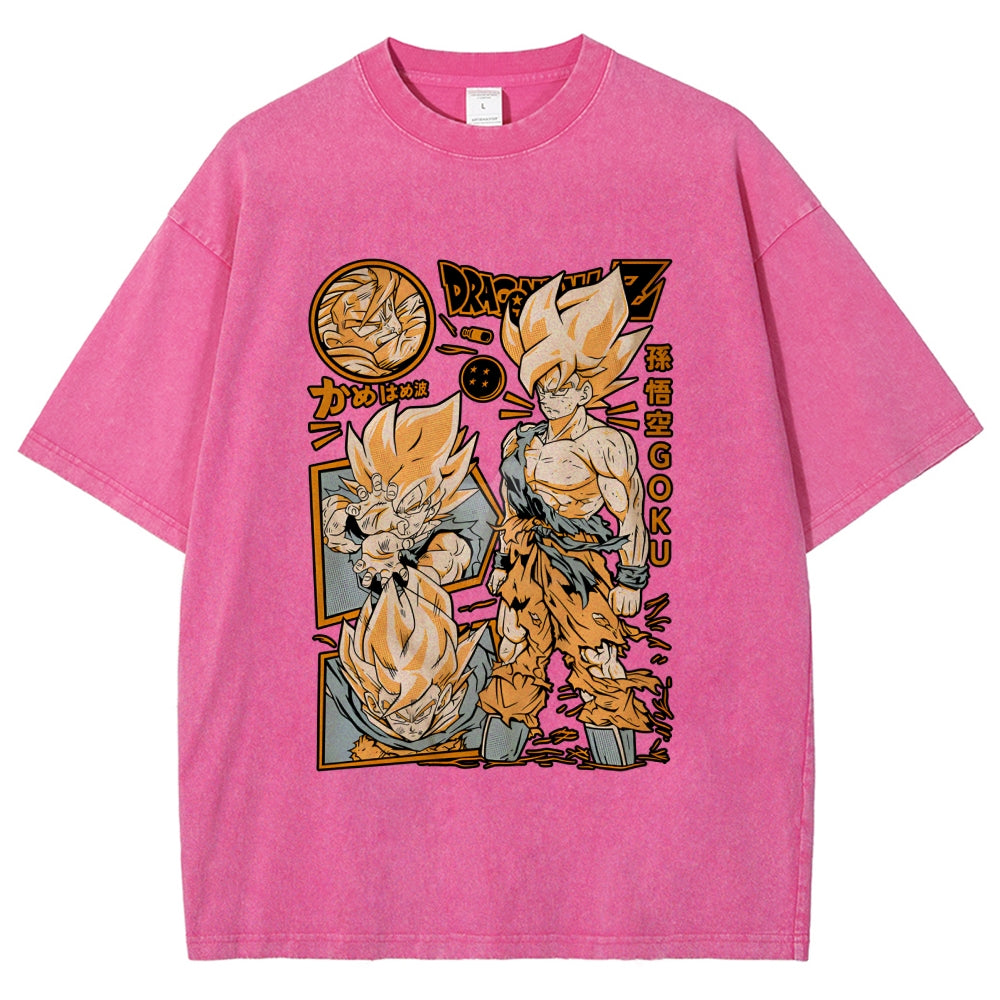 Unisex Dragon Ball Goku Printed Washed Tee