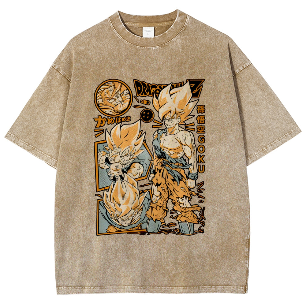 Unisex Dragon Ball Goku Printed Washed Tee