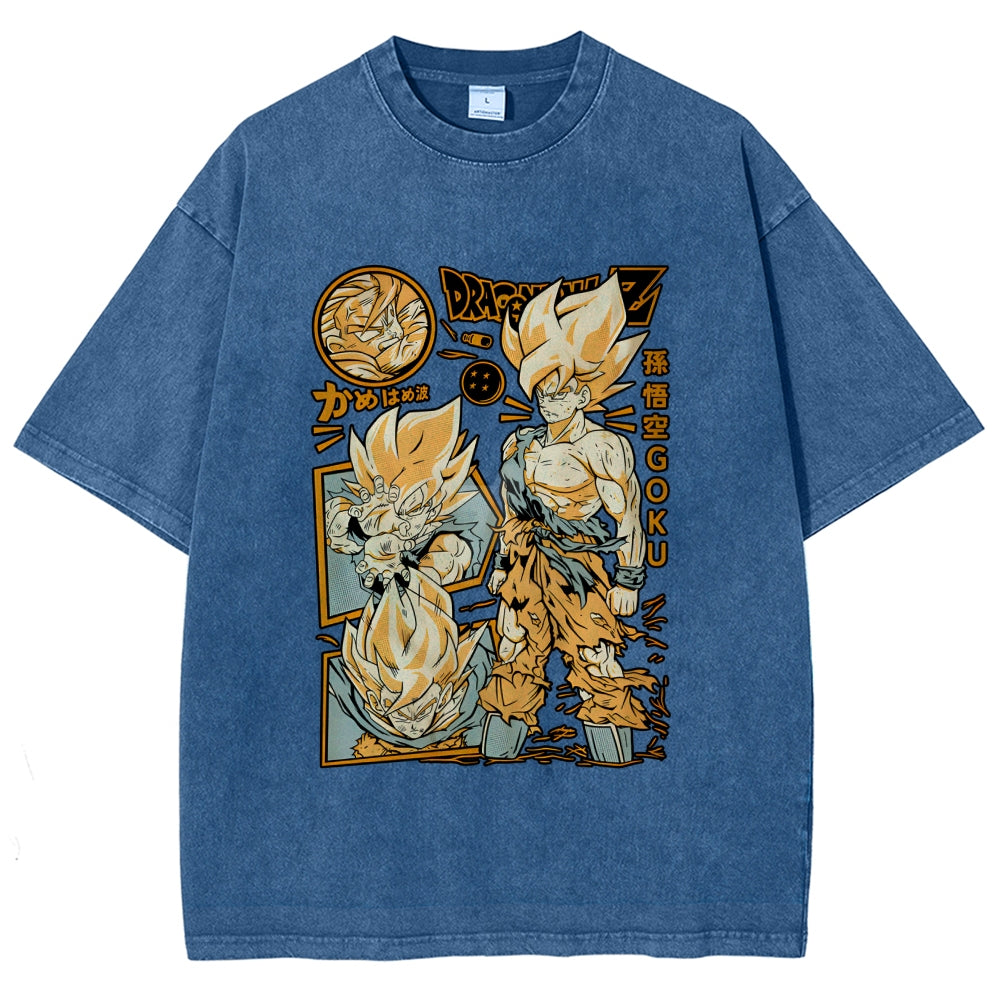 Unisex Dragon Ball Goku Printed Washed Tee