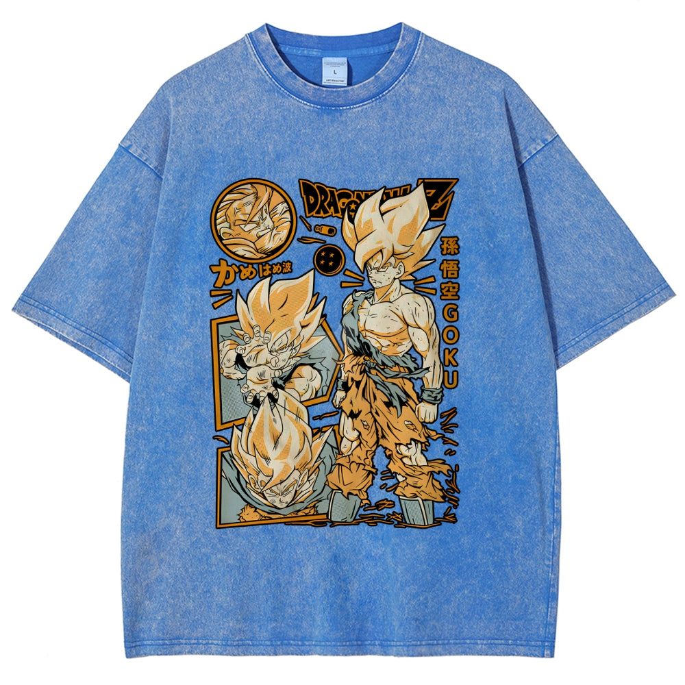 Unisex Dragon Ball Goku Printed Washed Tee