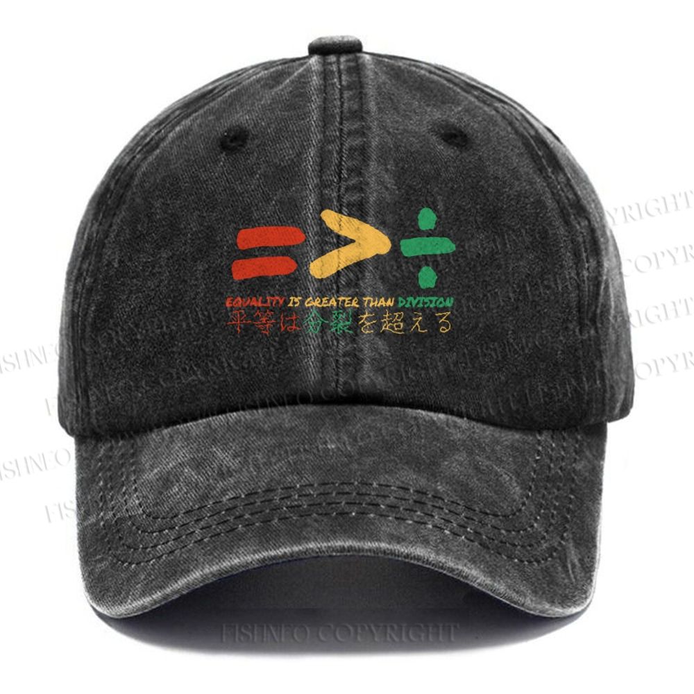Unisex Equality Is Greater Than Division Vintage Casual Washed Cap