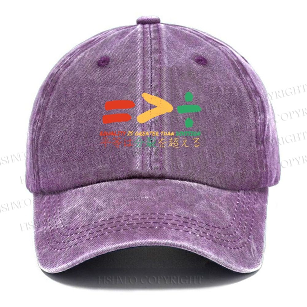 Unisex Equality Is Greater Than Division Vintage Casual Washed Cap