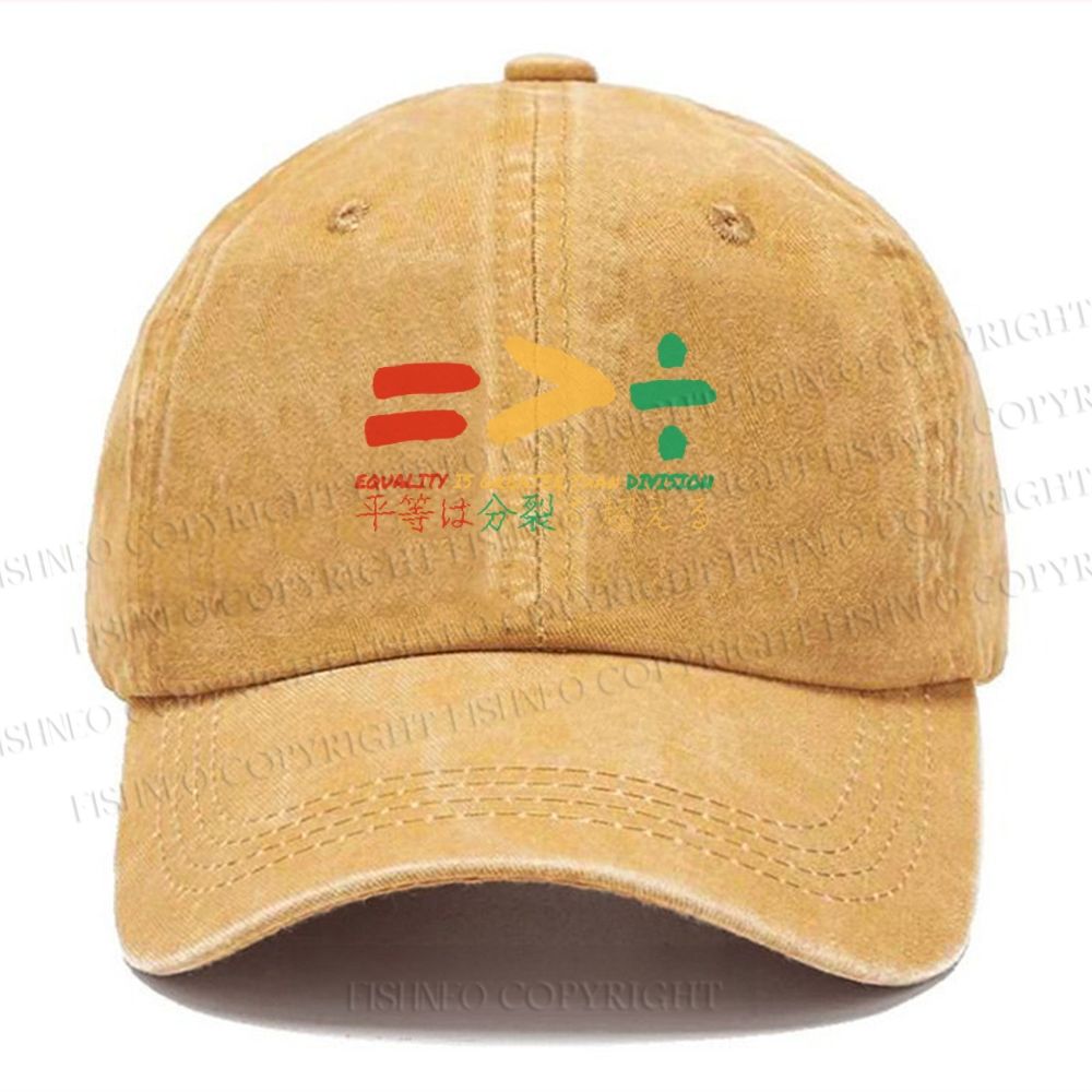 Unisex Equality Is Greater Than Division Vintage Casual Washed Cap