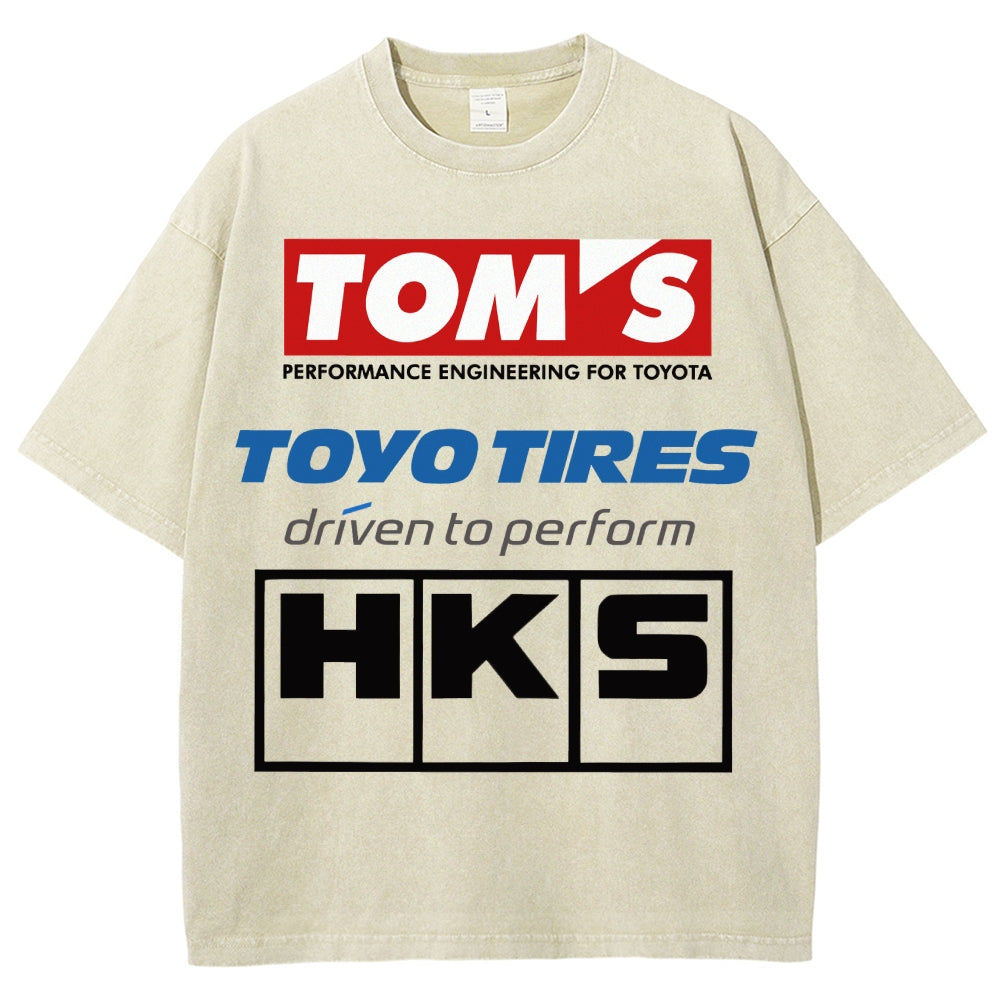 Tom's, Toyo Tires, HKS Vintage Wash Japanese Design T-Shirt