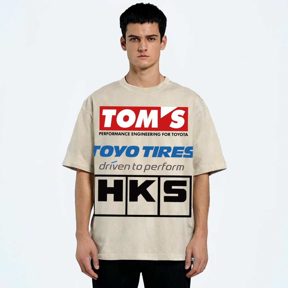 Tom's, Toyo Tires, HKS Vintage Wash Japanese Design T-Shirt
