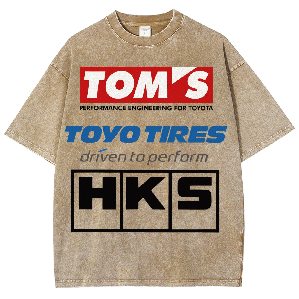 Tom's, Toyo Tires, HKS Vintage Wash Japanese Design T-Shirt