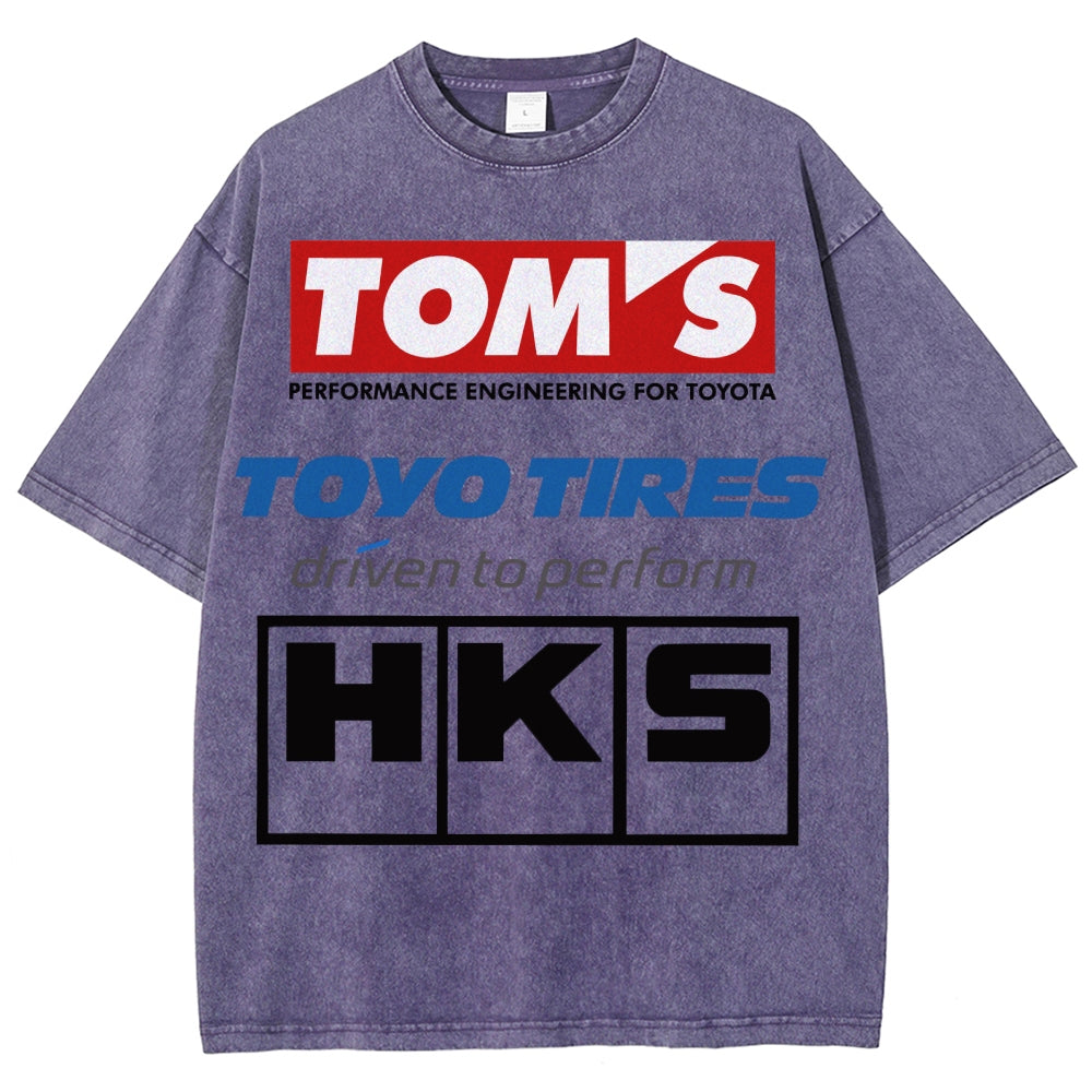 Tom's, Toyo Tires, HKS Vintage Wash Japanese Design T-Shirt